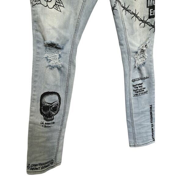 Ninth Hall Rogue Printed Light Aged Skinny Jeans Size 28 - Picture 14 of 16